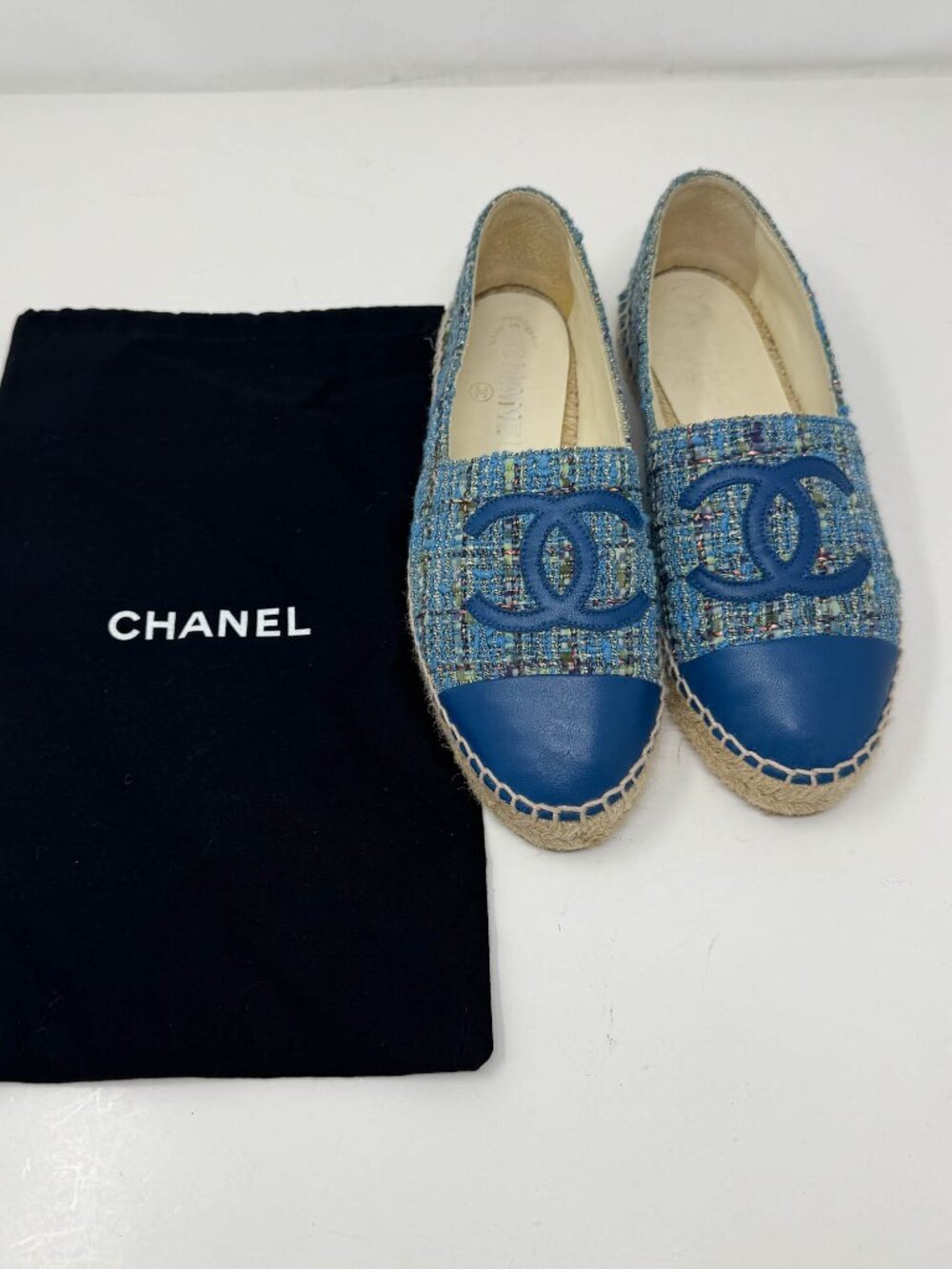Chanel Espadrilles Blue Tweed